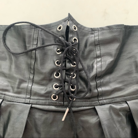 A-Line Pleather Skirt With Faux Corset (Size 4) - Picture 3 of 6